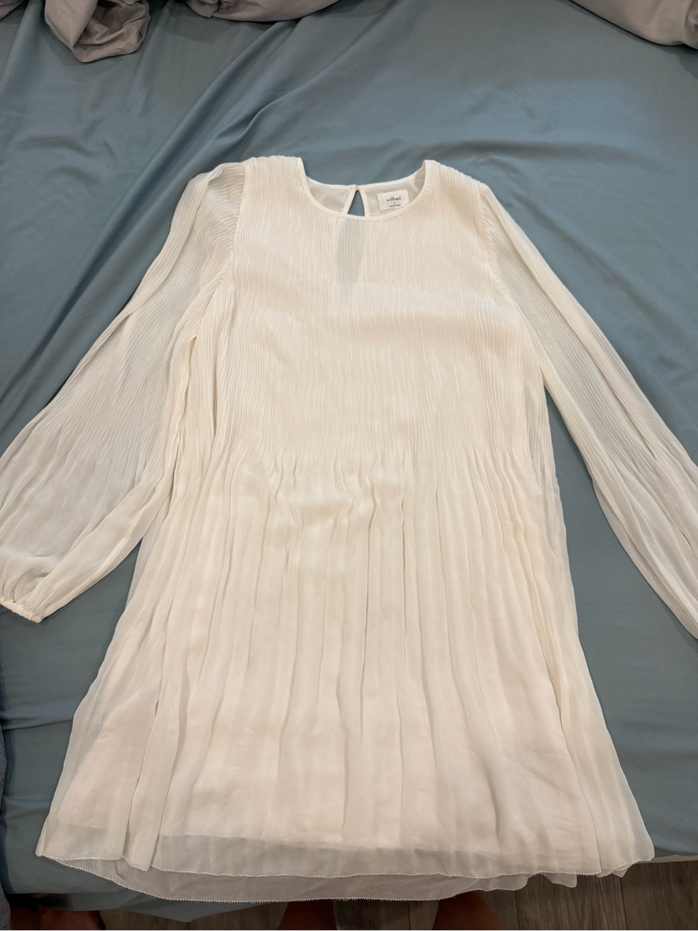 White Pleated Long-Sleeve Dress Wilfred